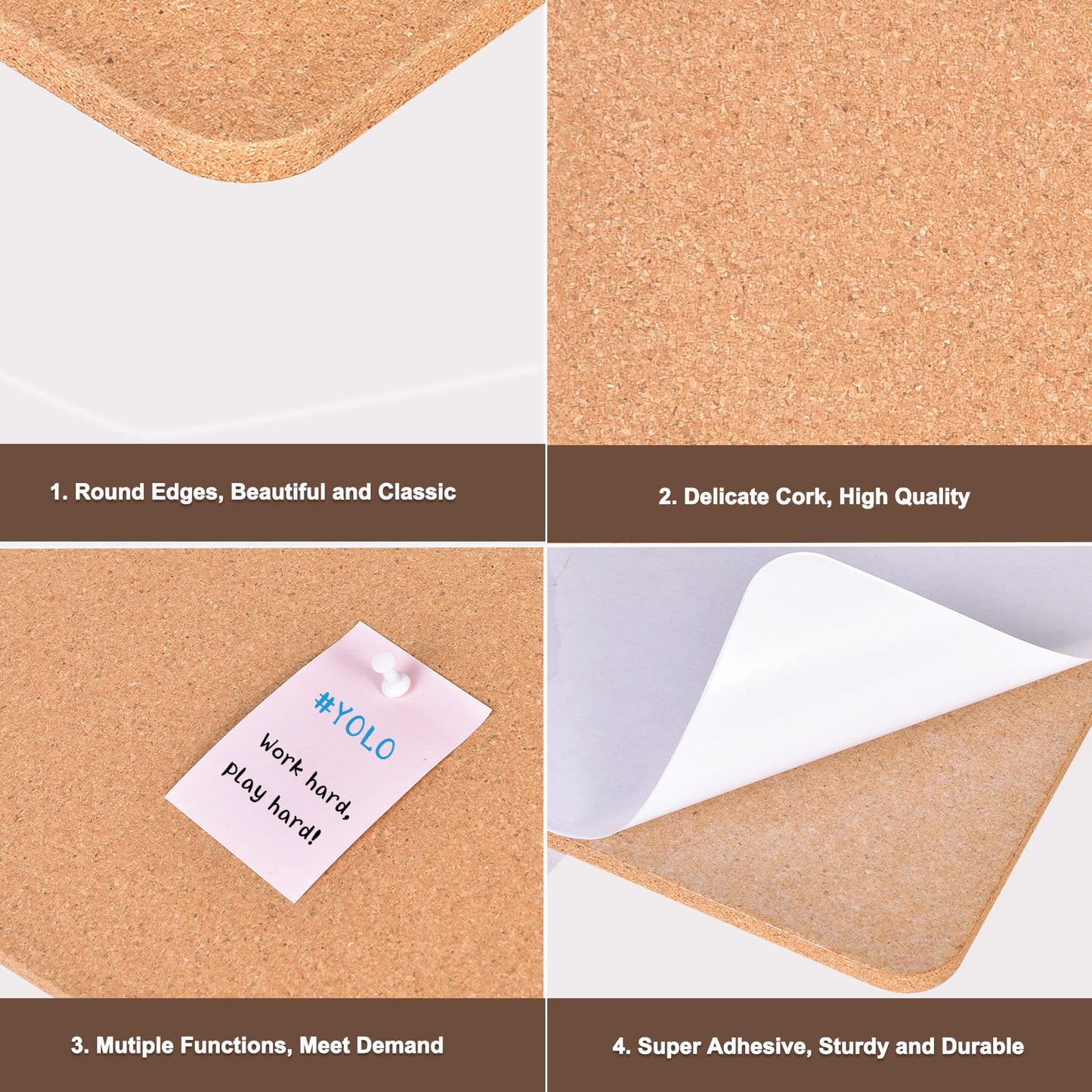 16 Pack Small Bulletin Strip Cork Strip Cork Board Tiles Bulletin Bar Strips for Walls, Adhesive Pin Board for Classroom Memo Office Home Kitchen School Desk, 14"x1"-10mm Thick