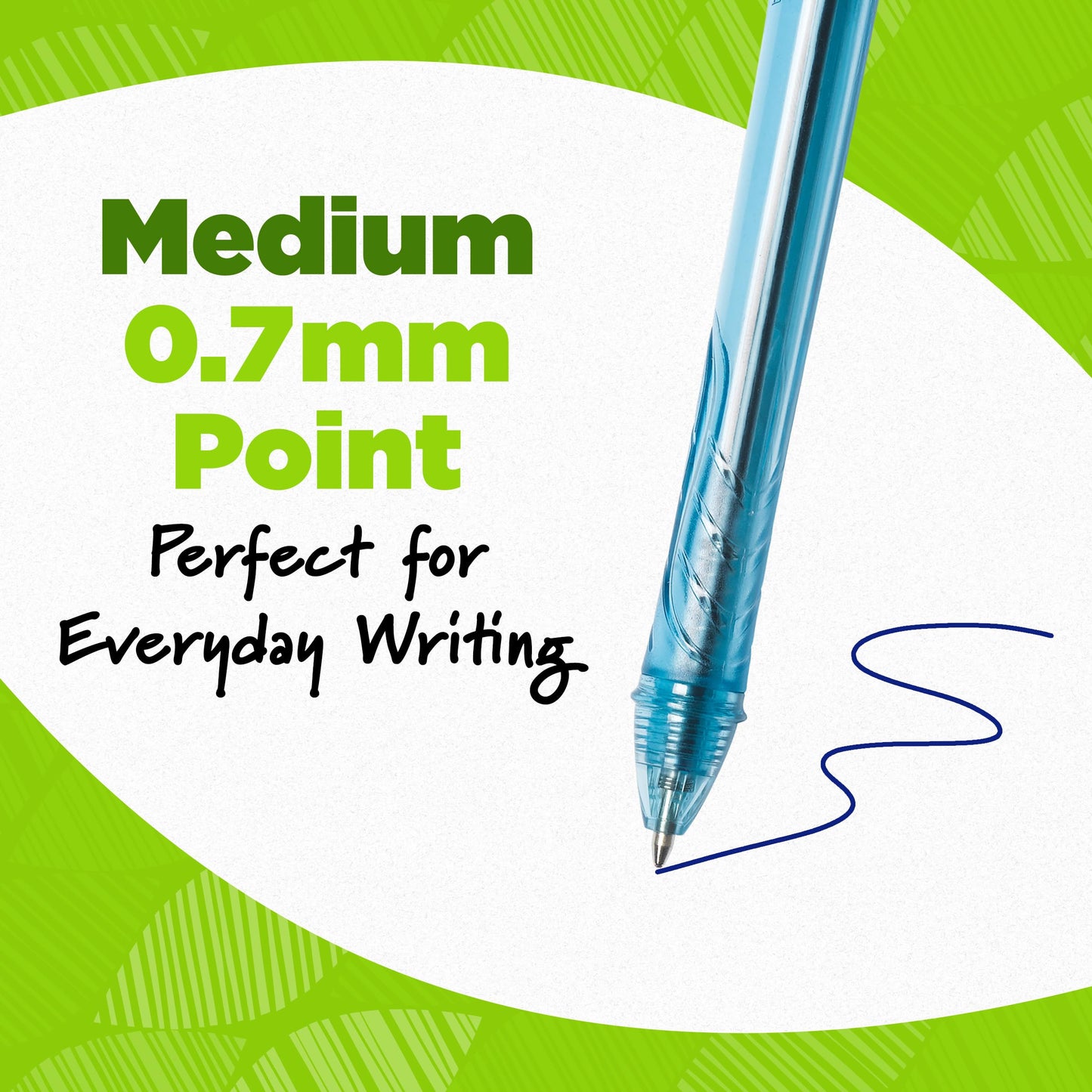 BIC Ecolutions Ocean-Bound Plastic Gel Pens, Medium Point (1.0mm), 12-Count Pack, Retractable Blue Ink Pens Made from 78% Ocean-Bound Recycled Plastic Excluding Ink Cartridge