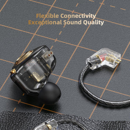 Piluyaa Wired Gaming Headphones IEM Earphones with 1DD，QKZ ENZO in Ear Monitor, HiFi Detachable Cable Earbuds, Bass Sound with New 11mm Dynamic Driver for Video Music Gaming (Black)
