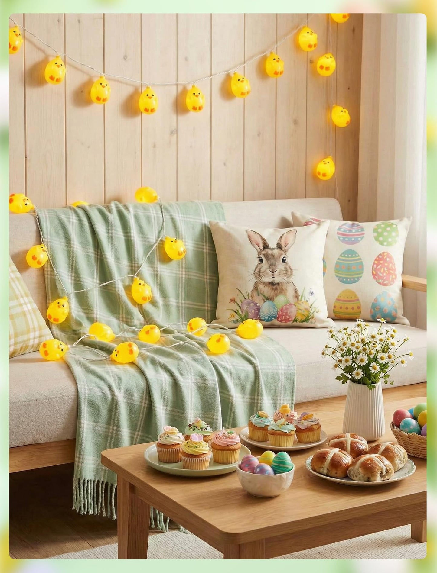 GOOTHY Easter Chicken String Lights Plug in, Indoor Outdoor Easter Decorations Lights with 10 LED Yellow Chicken Light, Hanging Spring Chick Lights for Party Garden Birthday Wedding Home Decor