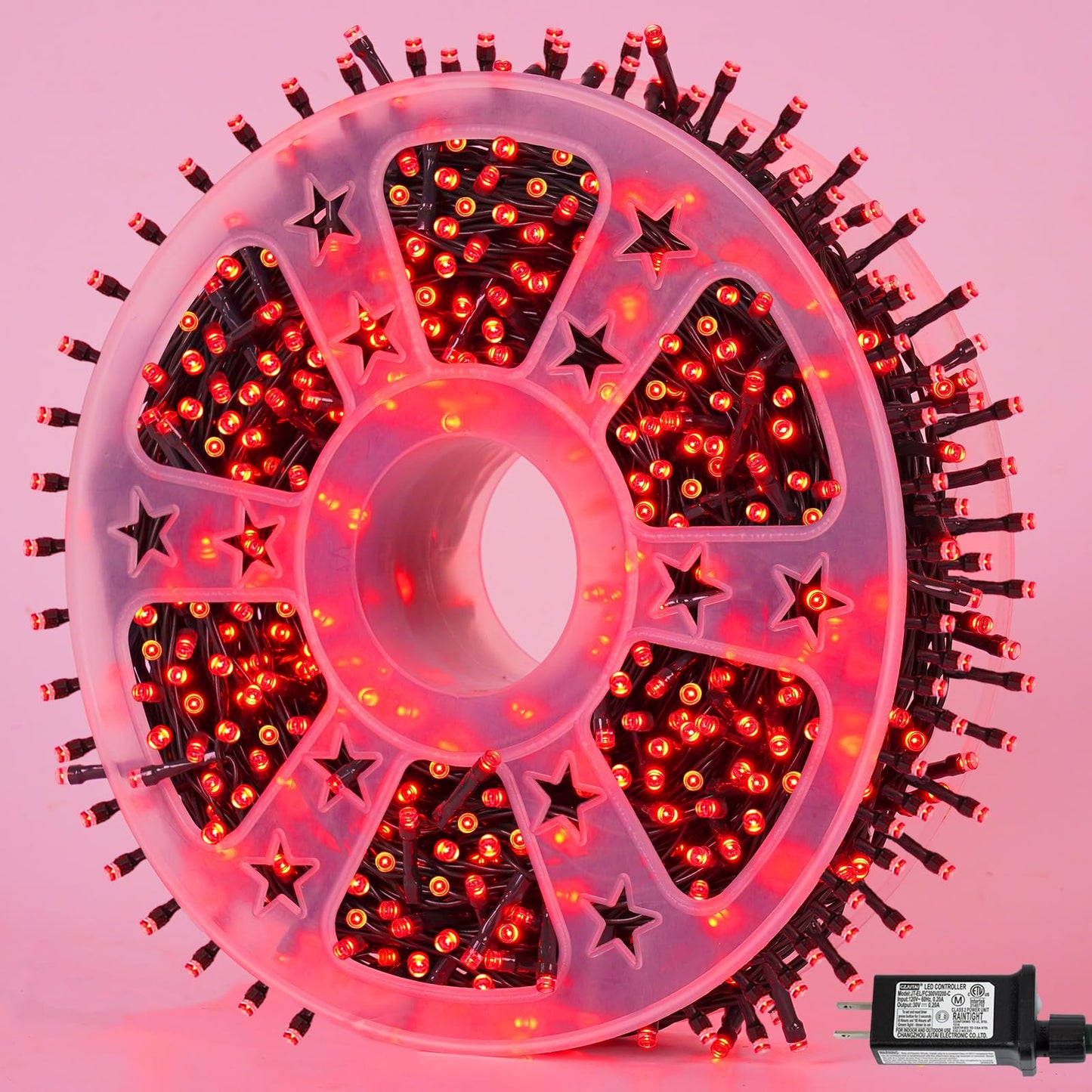 QITONG 500LED Red String Lights, 165ft Twinkle Lights Outdoor Waterproof with Plug in, Green Wire Christmas Fairy Lights Indoor with 8 Modes