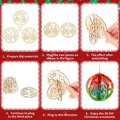 Chunful 72 Pcs DIY Wooden Crafts to Paint Winter Gingerbread Ornaments 3D Unfinished Wood Cutouts Blank Hollow Wood Slice for Craft Projects, Party, Holiday Cookie Decorations