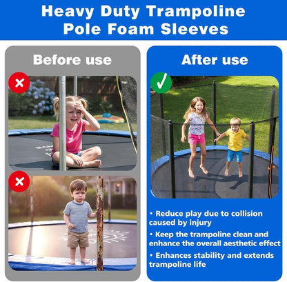 Trampoline Pole Covers - 35.4 Inch Foam Sleeves for Safety | Black, 1.26 Inch Diameter