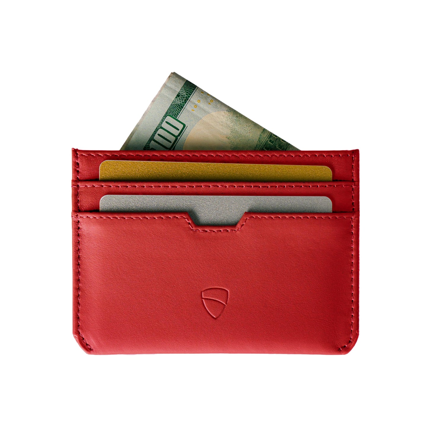 Vaultskin MOORGATE Slim Card Holder – Minimalist Leather Wallet with RFID Blocking, Front Pocket Credit Card Case for Men & Women (Crimson Red)
