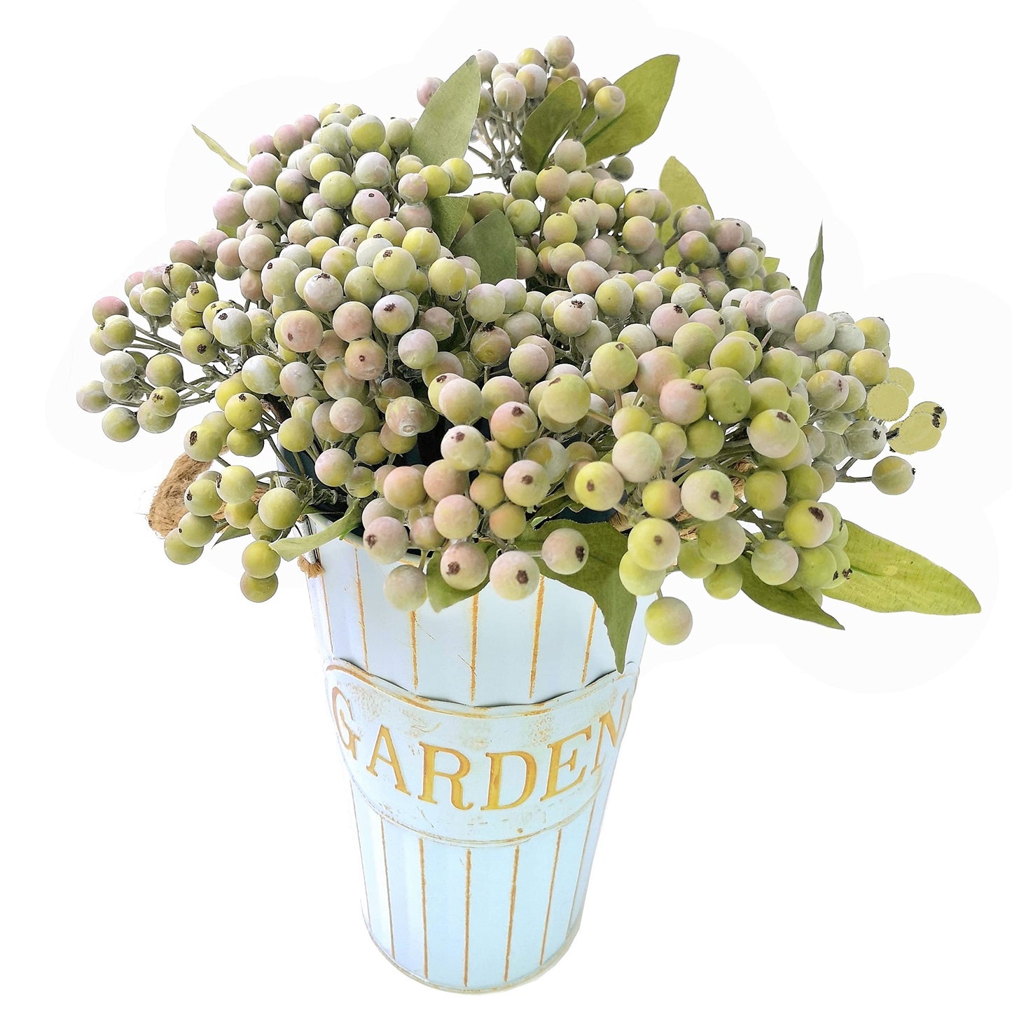M2cbridge Pack of 6 Green Artificial Berry Stems Christmas Picks Wreath Ornament(Frost Green)