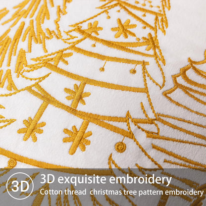 GEEORY Christmas Pillow Covers 18x18 Inch Set of 2, Xmas Decorations Tree Luxurious Velvet Embroidered Throw Pillows Farmhouse Winter Holiday Decor Cushion Case for Sofa & Bed White GX007-18