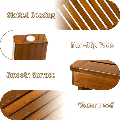 Utoplike Teak Wood Shower Foot Stool for Shaving Legs, Sturdy Shower Foot Rest for Shower Shaving, Wooden Shower Foot Step for Bathroom