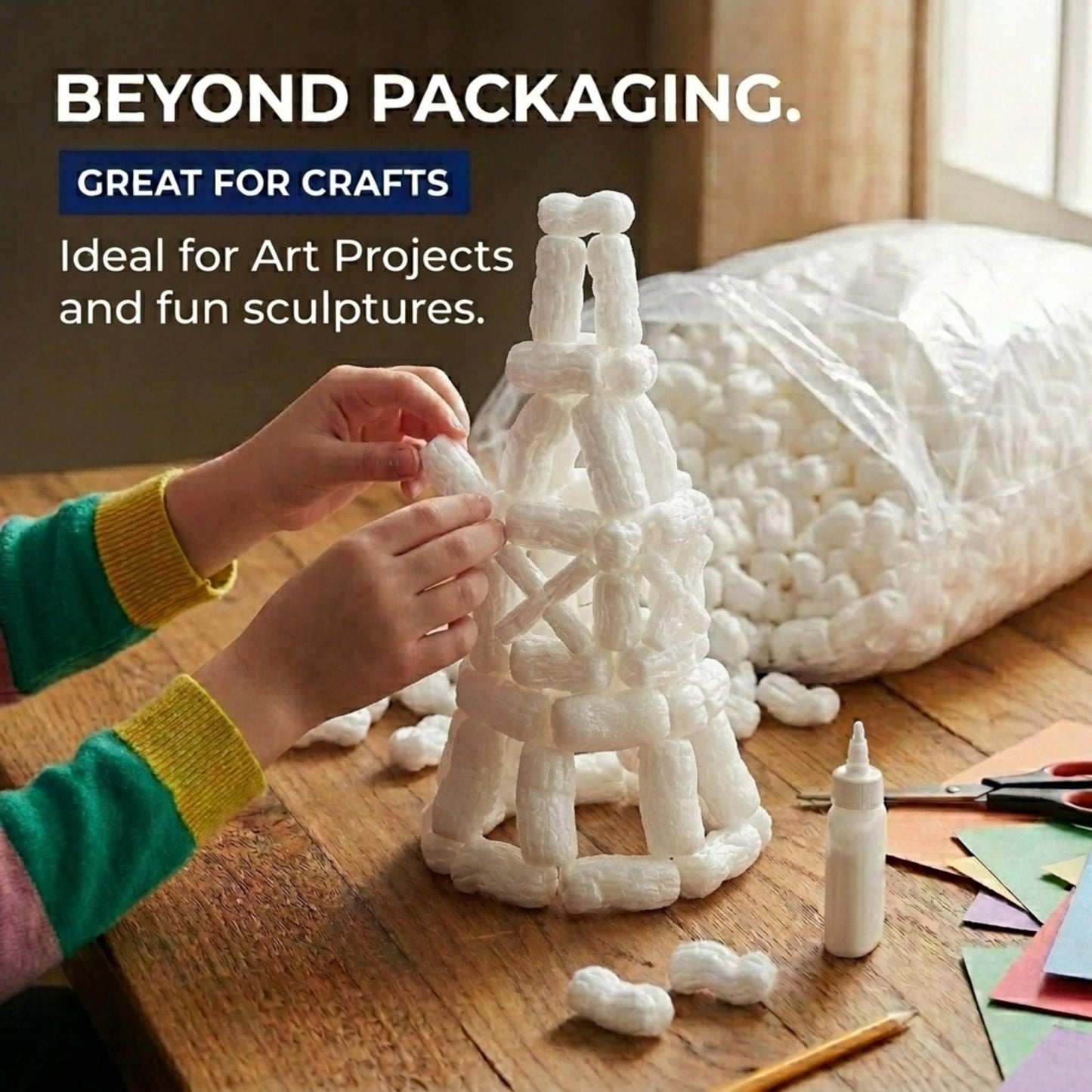 BOX USA 7NUTSW 7 Cubic Feet Loose Fill Packing Peanuts, White