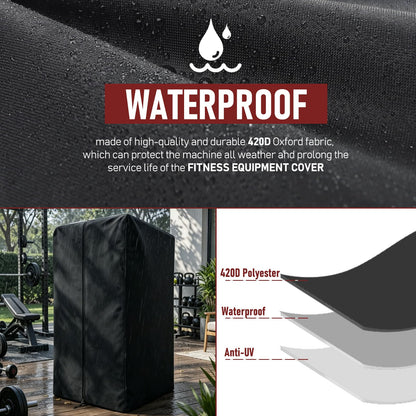 Gym Rack Cover with Waterproof Zipper, Strength Training Protective Covers for Squat Rack/Weight Lifting Rack/Home Gym Workout Equipment-Indoor or Outdoor (47" x 69" x 84"inch)