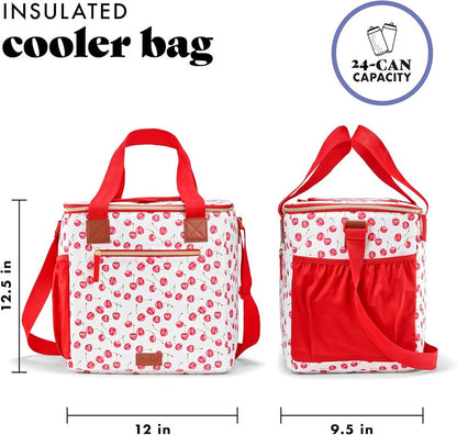 Fit & Fresh 24-Can Soft Cooler Bag - Insulated, Leak-Resistant, Portable Cherry Travel Cooler