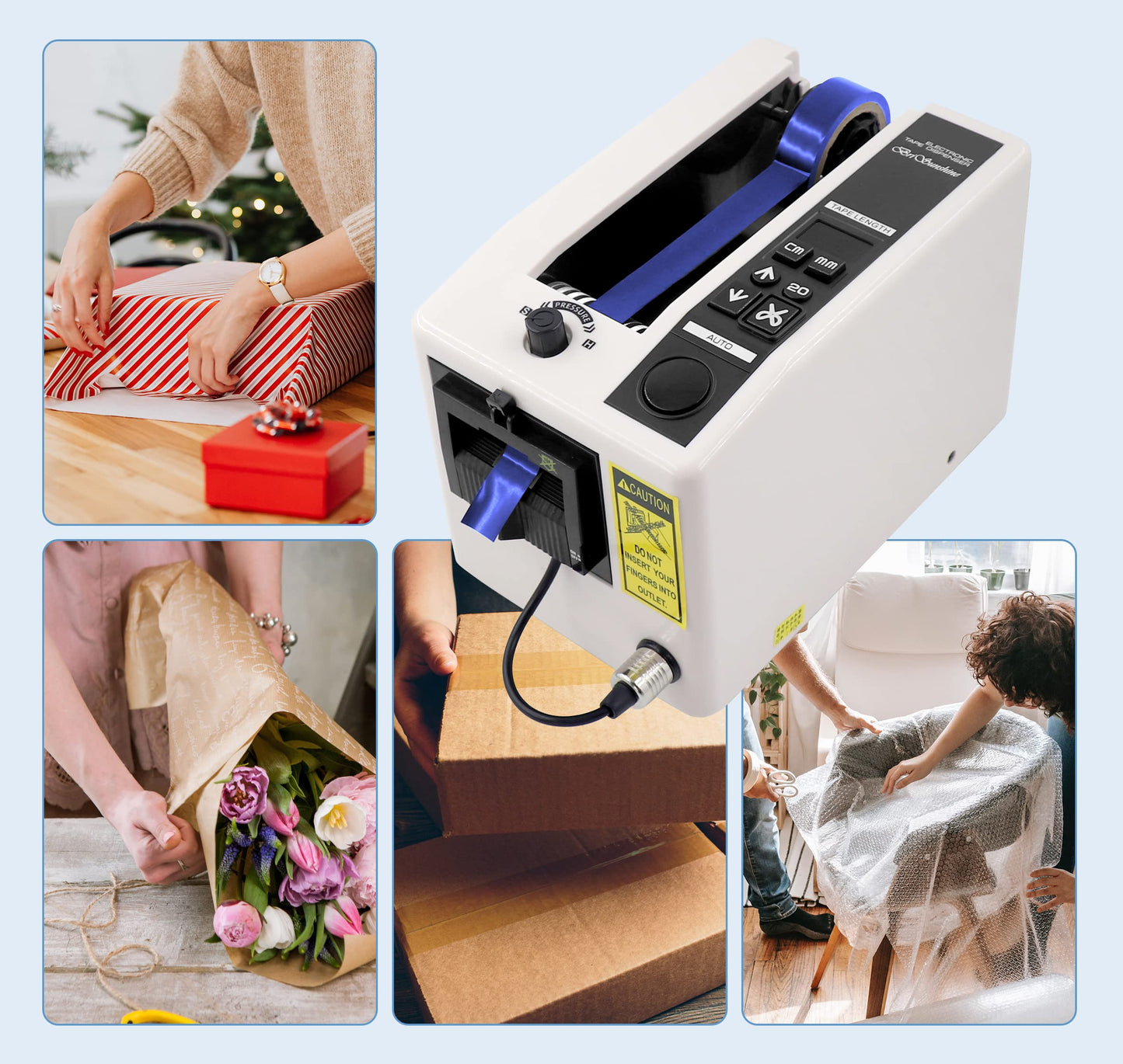 Electric Tape Cutting Machine,Automatic Tape Dispenser Cutter for Wrapping/Packing, with 999mm Cutting Length for Various 8-50mm Width Tapes