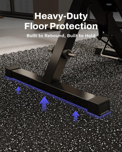 AIRHOP 0.79in Thick 48 Sq Ft Exercise Equipment Mats, 12 Tiles Upgraded Rubber Top with High Density EVA Foam, Large Interlocking Puzzle Gym Flooring for Home Gym, Heavy Weight Workout,Black & White