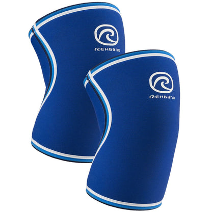 Rehband Classic Knee Sleeve for Strength Training - 7mm Neoprene Knee Brace Competition, Weightlifting, Flexible & Non-Slip Knee Support for Men & Women with anatomic shape, Colour:Blue - 1 Pair, Size:X-Large
