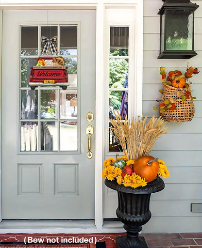 Interchangeable Welcome Sign for Front Door Red Farmhouse Truck Decor Hanging Sign with 11 Interchangeable Seasonal and Holiday Decor Signs 12x14 in. (Country Rustic)