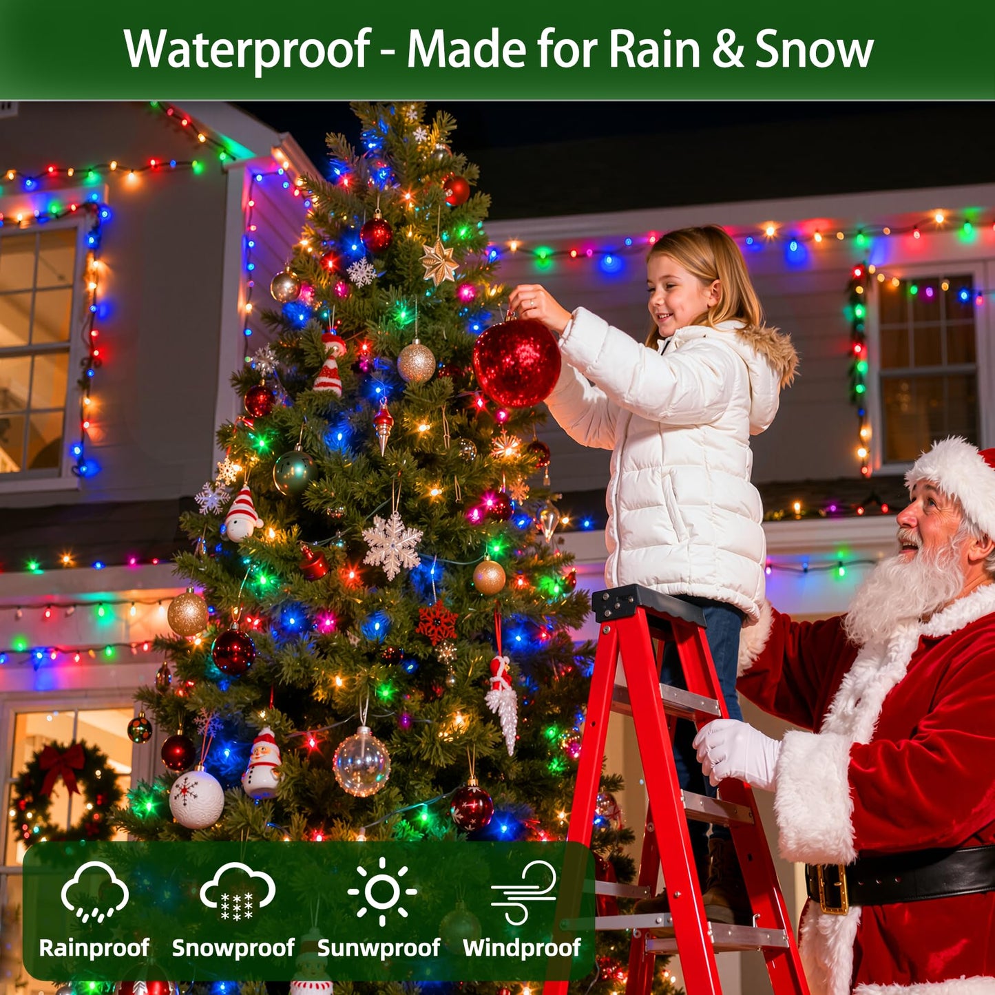 QUHUATU 750 LED 240FT Christmas Lights Outdoor,12 Lighting Modes Christmas String Lights with Timer, Dimmable Multicolor LED StringLights Waterproof for Yard Tree Wedding Party Holiday Multicolor