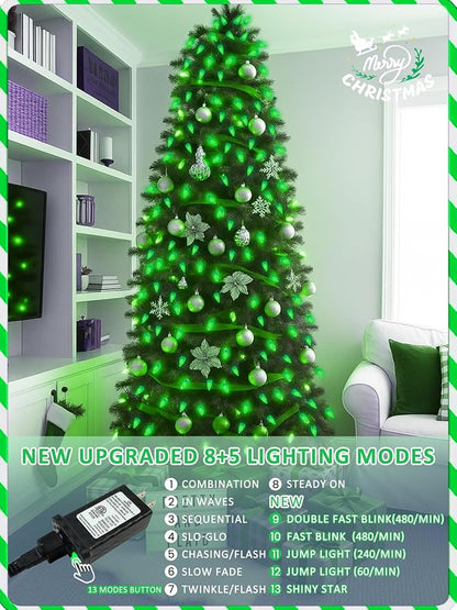 Upgraded 250LED C6 Connectable Halloween String Lights, 82FT Waterproof Green Lights for Outside, Fairy Twinkle Light Plug in with 13 Modes & Timer for Outdoor Indoor Party Tree Halloween Decorations