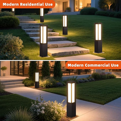 32'' Outdoor Path Light Hard Wired, AC100-240V Landscape Pathway Lights IP65 Waterproof, Modern Bollard Lights, 3000K Lighting Aluminum Driveway Lawn Floor Lamp for Walkway Patio Yard Garden