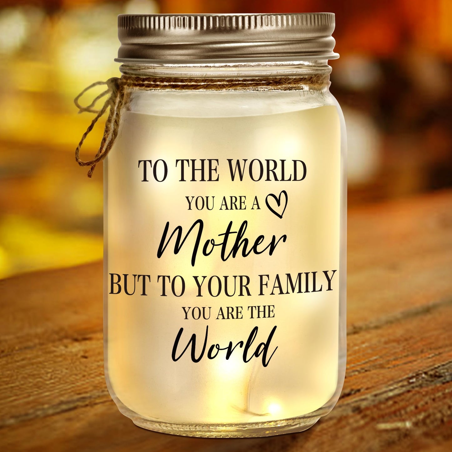 Kenon Mason Jar Night Light for Mom, Home Decoration Lights, Personalized Night Light for Birthday, Thanksgiving, Mothers Day Gift