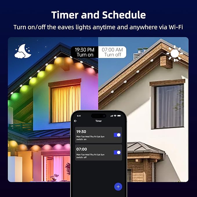 RGB&IC Permanent Outdoor Lights for House, 60ft 36 LED Eaves Light, Daily and Accent Lighting,212 Scene Modes, Alexa & Google Assistant Compatible, Daily Party Halloween Christmas House Decor