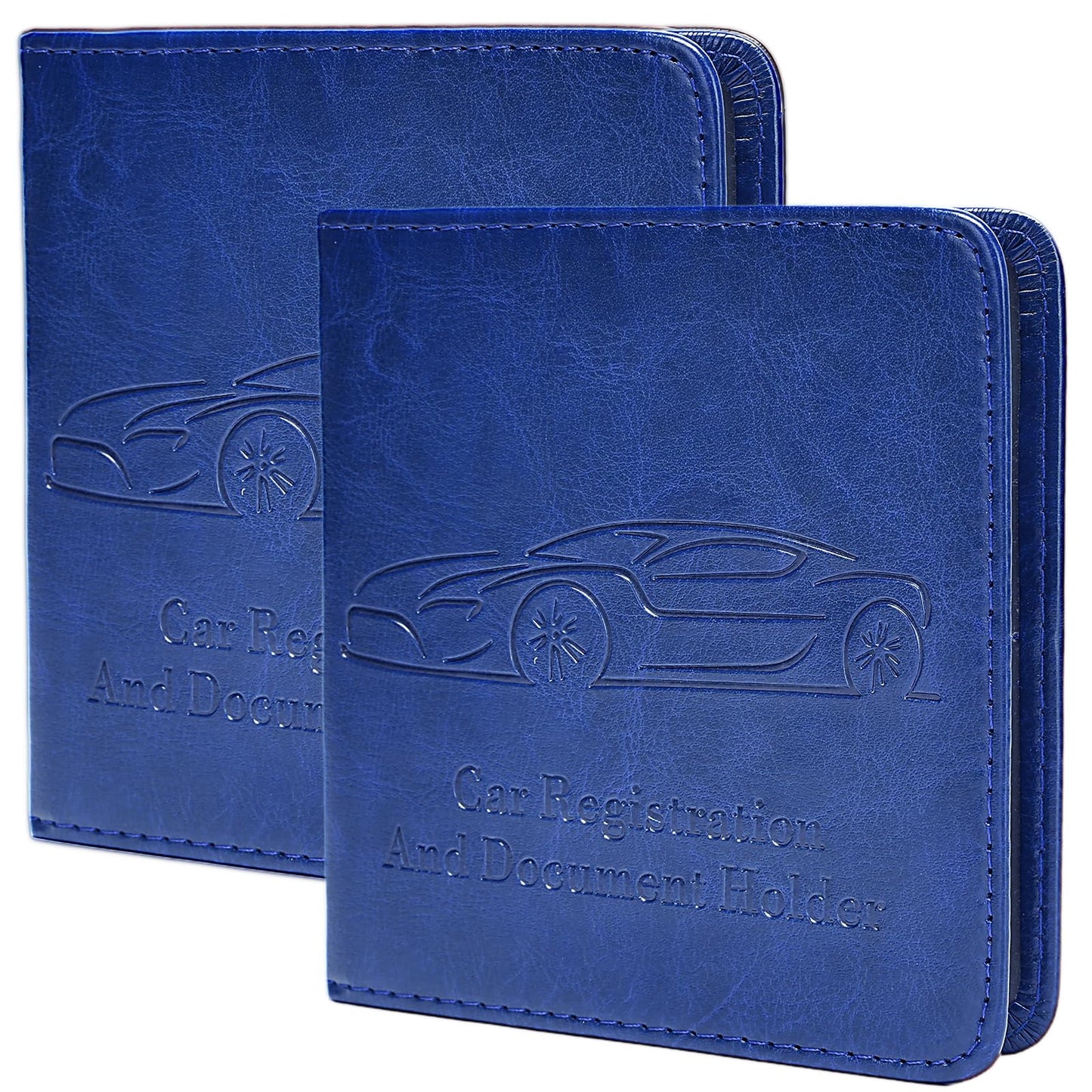 Peisicne 2-Pack Car Registration and Insurance Holder, Car Organization Vehicle Document Organizer with Magnetic Closure for Cards, License in Glove Box, Dark Blue