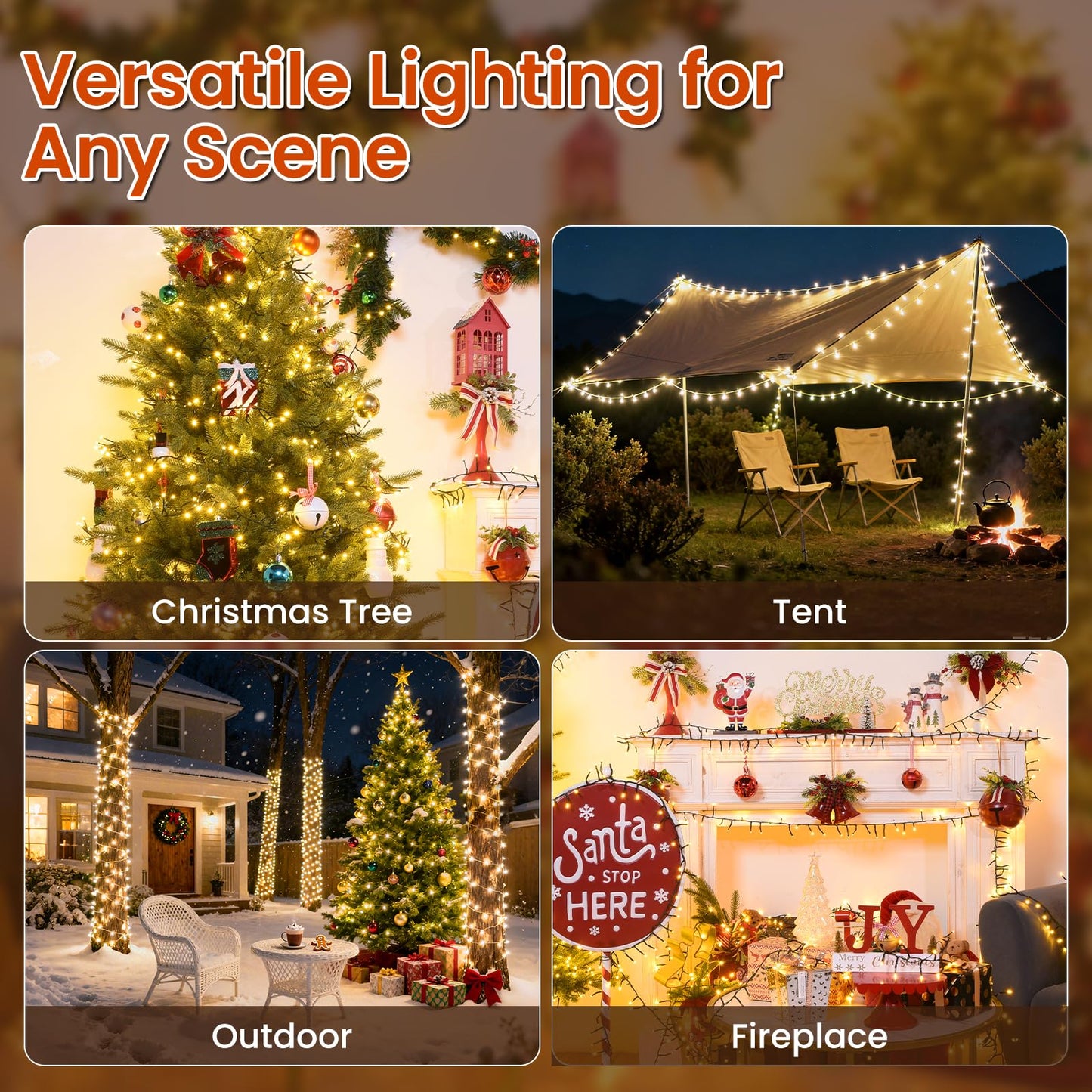Cluster Lights Christmas 400 Led Fairy Lights Green Wire 49FT Twinkle Lights with Remote 8 Modes String Lights Timer Plug in Firecracker Fairy Lights for Outdoor Valentines Day Decorations,Warm White