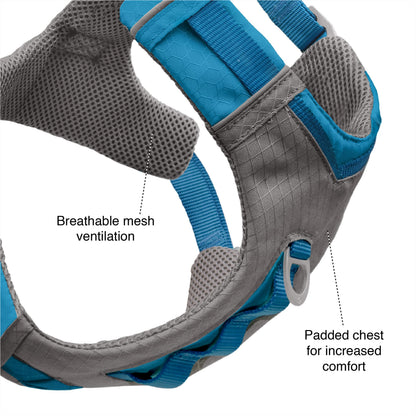 Kurgo Journey Air Dog Harness, Vest Harnesses for Dogs, Pet Hiking Harness for Running & Walking, Reflective, Padded, Includes Control Handle, No Pull Front Clip (Coral, Medium)