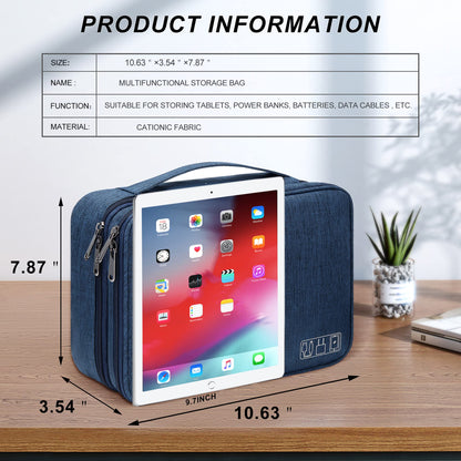 SELLYFELLY Electronic Bag Travel Cable Accessories Bag Waterproof Double Layer Electronics Organizer Portable Storage Case for Cable, Cord, Charger, Phone, Adapter, Power Bank, Kindle, Hard Drives