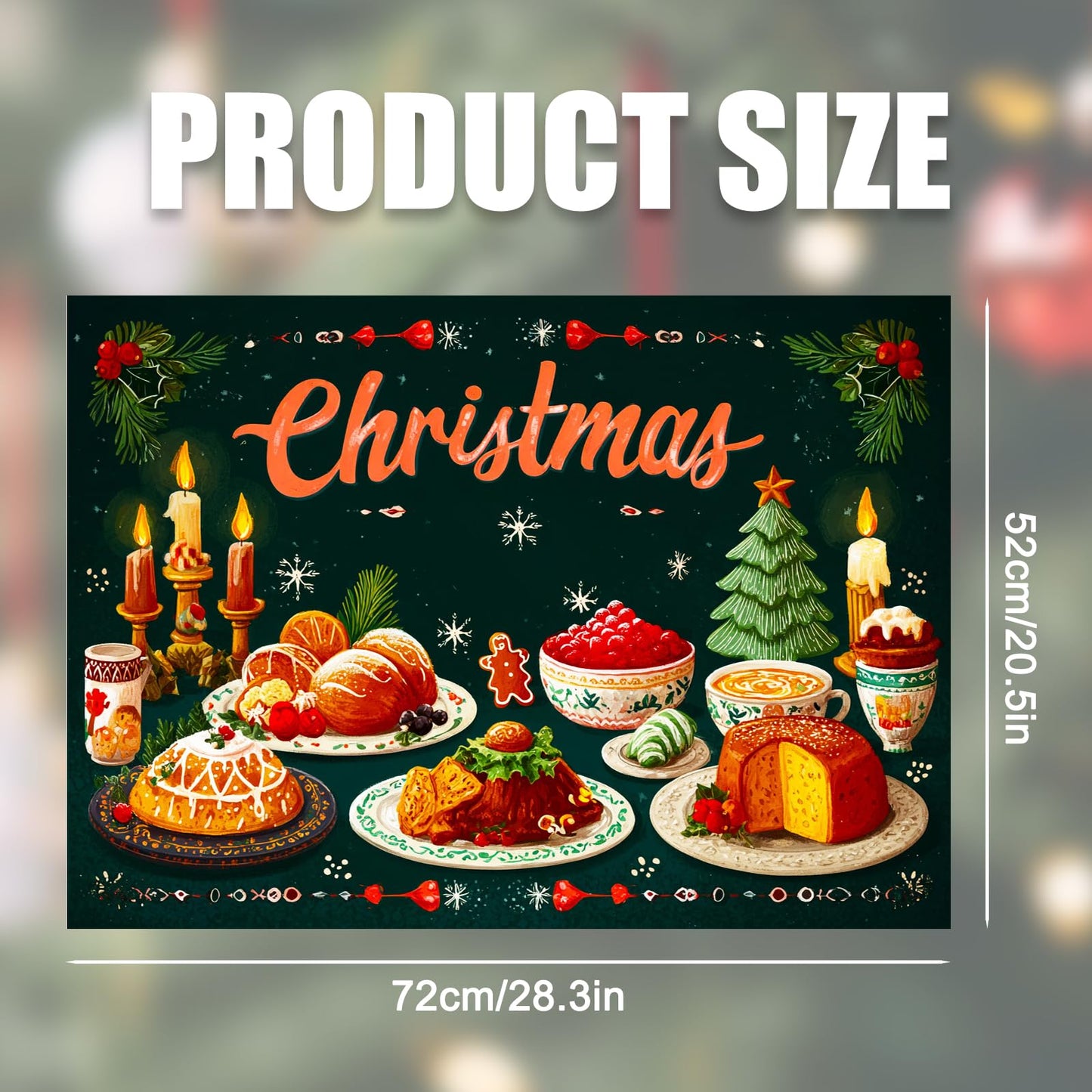 Nuxovilar Christmas Stove Top Cover 28.35×20.47 Inch – Christmas Feast Illustration for Holiday Kitchen Decor – Festive Stove Burner Cover, Polyester & Diatom Mud Blend