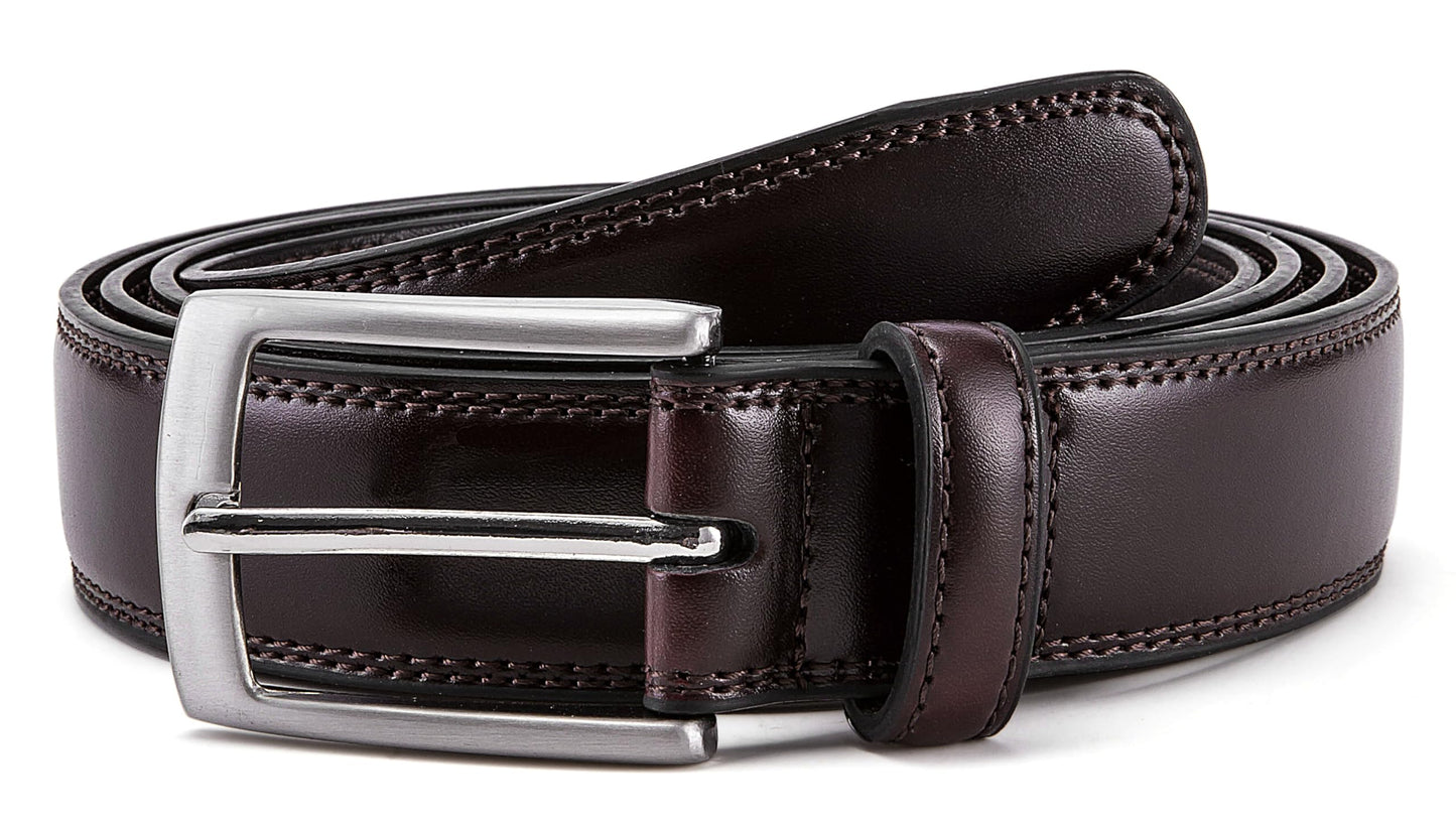 MILORDE Leather Belt for Men, Fashion & Classic Design for Dress and Causal (Size 34 (Waist 32), Mahogany)