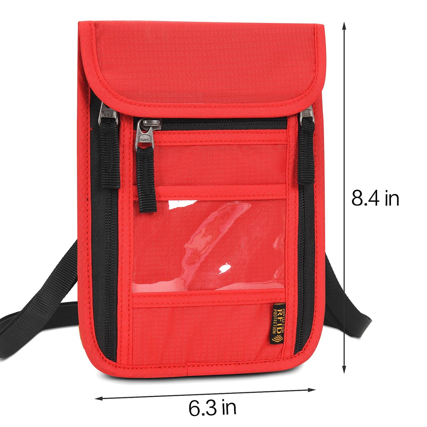 Neck Wallet Lightweight RFID Blocking Waterproof Travel Pouch Passport Wallets for Women Men （B-Red）