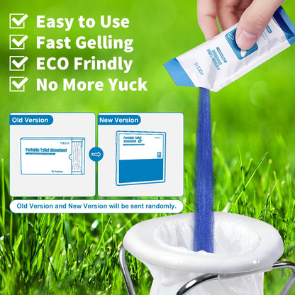 Poesie Liquid Waste Gel for Portable Toilet 25 Packets Porta Potty Degradable Absorbent Gel Poo Urine Powder for Outdoor Recreation Camping Toilet Emergency Toilet Treatment Chemicals