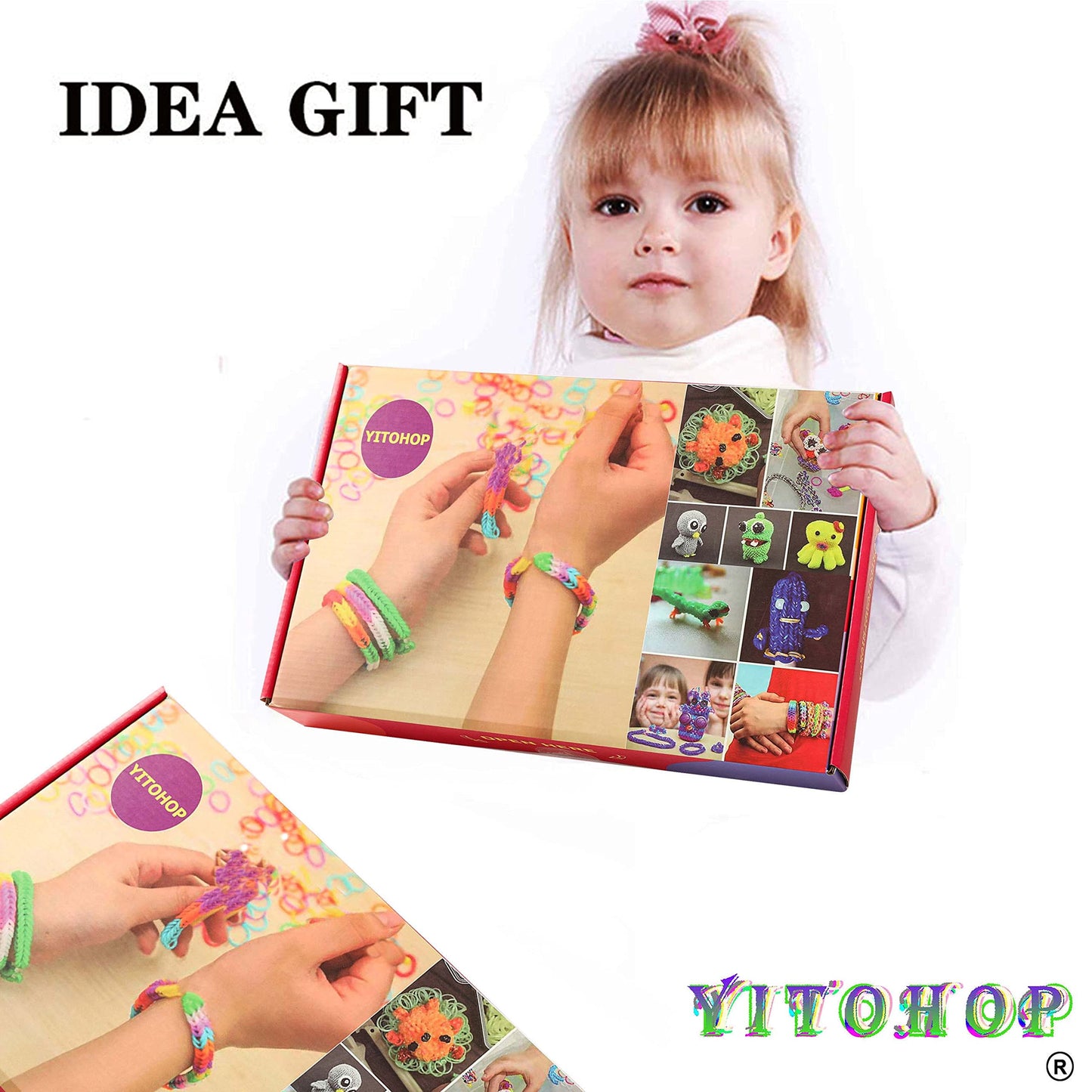 YITOHOP 12080+ Loom Bands Set, Rubber Bands for Bracelet Making Kit, DIY Arts & Crafts Idea, Friendship Bracelet Birthday Gift Kits for Kids Girls Boys Creative Art Crafts