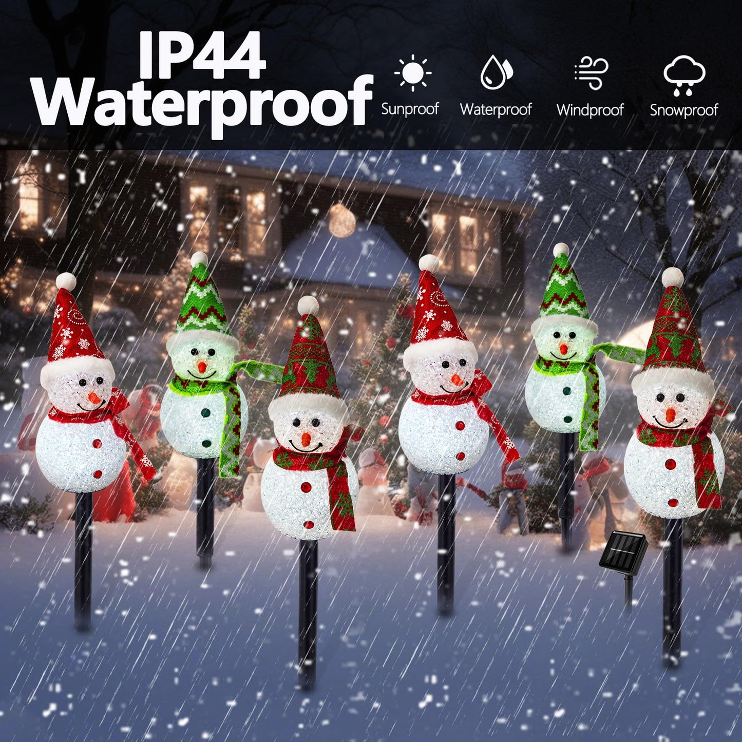 TAILERRI Solar Christmas Pathway Lights Outdoor Decorations, Set of 3 LED Snowman Stake Lights, Waterproof Walkway Landscape Light for Yard, Garden, Winter Decor (Red/Green Snowman, 3-Pack)
