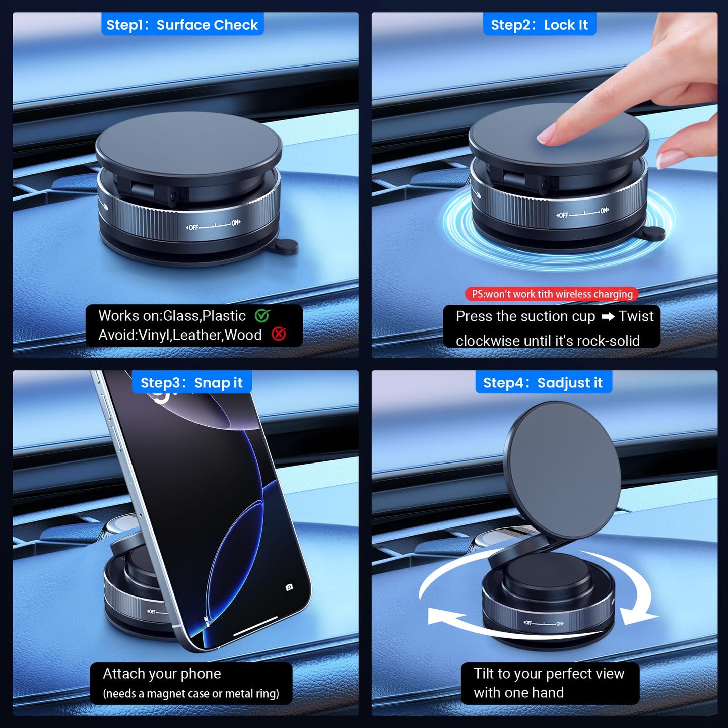 EGBULL Vacuum Magnetic Car Phone Holder