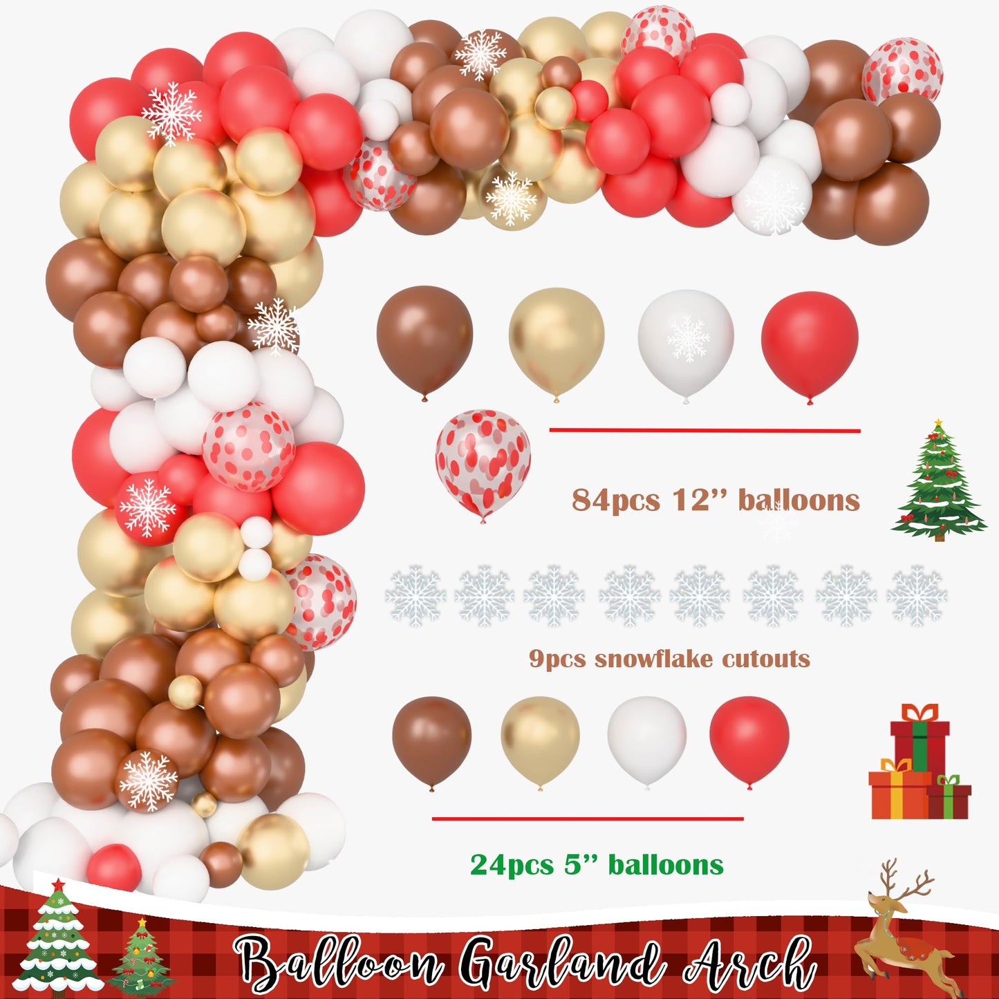 Merry Chirstmas Party Decorations, Christmas Decorations Set, Christmas Balloon Garland Banner Backdrop Tablecloth Toppers Snowflake Winter Santa Party Supplies for Indoor Outdoor Home Decor