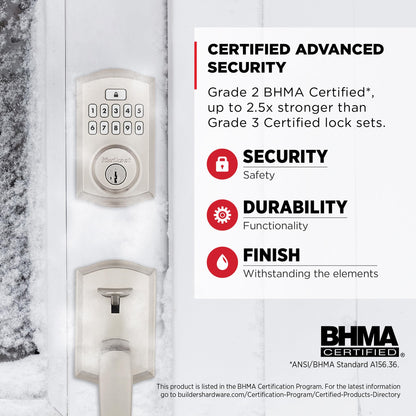 Kwikset SmartCode 260 Keyless Entry Electronic Keypad Deadbolt Door Lock with Auto-Lock, Custom User Codes, Advanced Security in Satin Nickel Contemporary