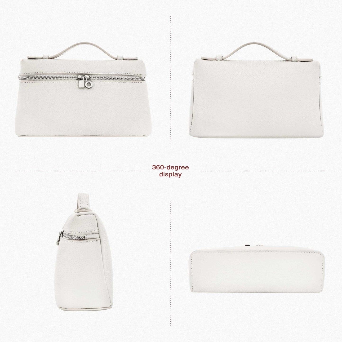 Larcenciel Elegant Small Leather Crossbody Purse for Women, Trendy Cream White Shoulder Bags with Zipper Closure & Adjustable Strap, Cute Top-Handle ladies Handbags for Everyday Work Wedding Going Out
