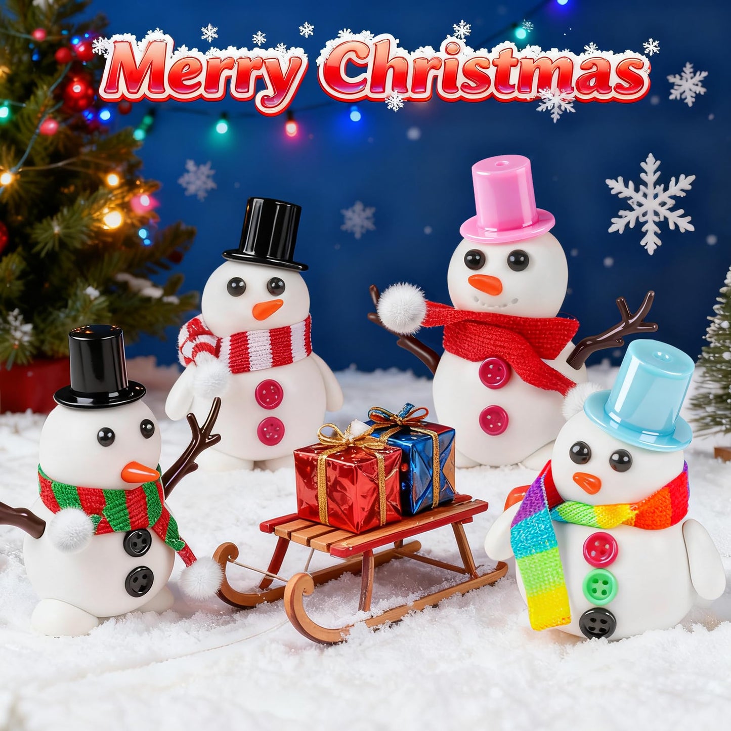 6 Pack Slime Stocking Stuffers, Stocking Stuffers for Kids,Christmas Crafts, Kids Crafts Snowman DIY Kit,Crafts Xmas Gift