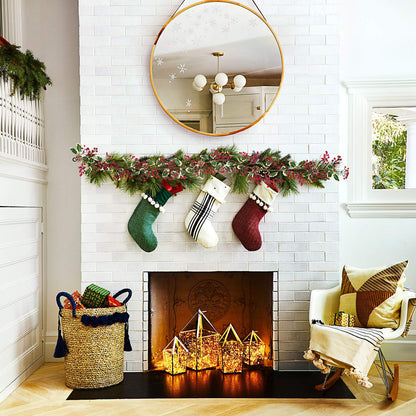 DearHouse 7FT Red Berry Christmas Garland with Pine Cone Garland Artificail Garland Indoor Outdoor Garden Gate Home Decoration for Winter Holiday New Year Decor