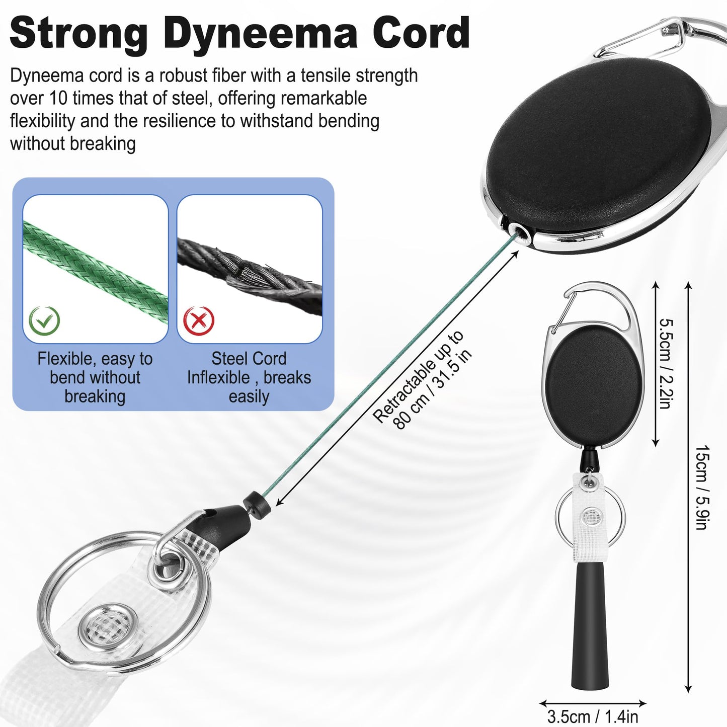pasezenn 4 Pack Retractable Pen Holder with 31.5" Dyneema Cord, Elastic Silicone Retractable Pencil Holder Ideal for Carpenters,Nurses, Mechanics, Architects, Office Workers
