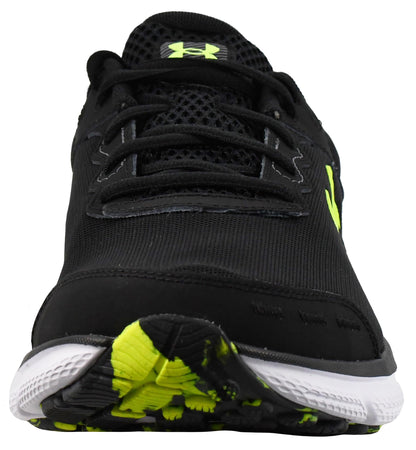 Under Armour Men's Charged Assert 10 Shoes, (004) Black/Black/High Vis Yellow, 9 X-Wide