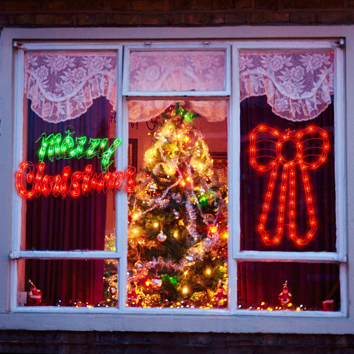 Xmasnova 2 Pack Christmas Window Lights - Double Sided Merry Christmas Sign Lamp Decorations for Indoor Wall, Door & Glass