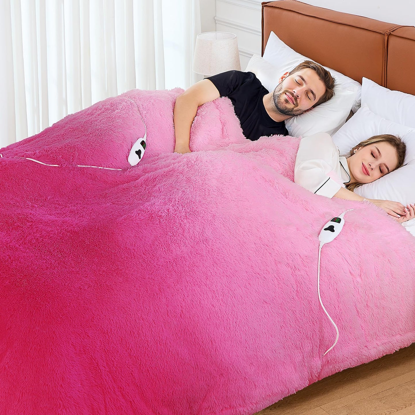 Heated Electric Blanket Throw,Warm Winter Birthday Gifts for Women Her Grandma-Faux Fur with Soft Sherpa,10 Heat Settings,5 Time Settings with Fast Heating, 50x60, Rainbow