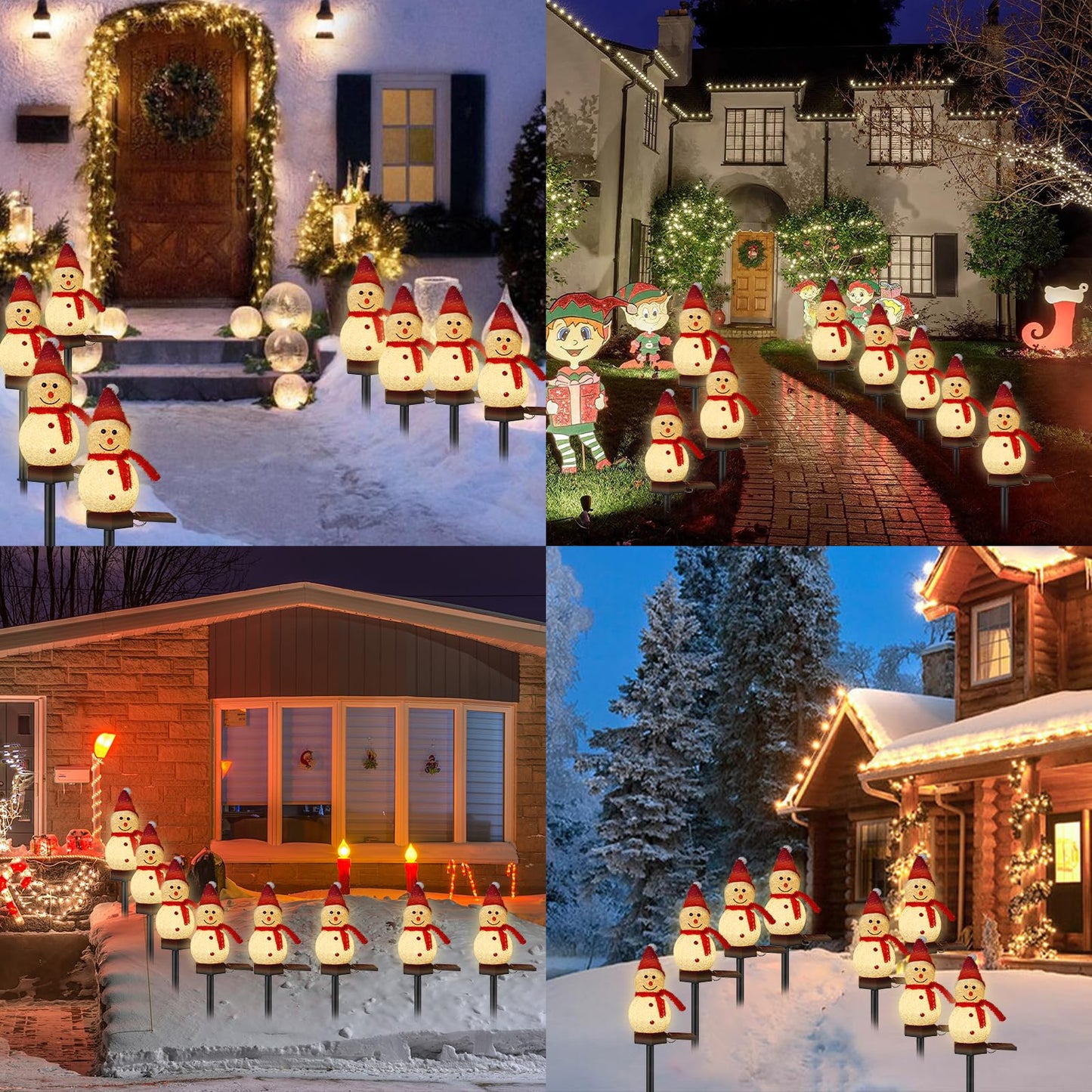 Solar Christmas Decorations Outdoor, 8PCS Snowman Shape Solar Christmas Stakes Lights, Xmas Pathway Lights for Xmas Yard, Garden, Patio Decor