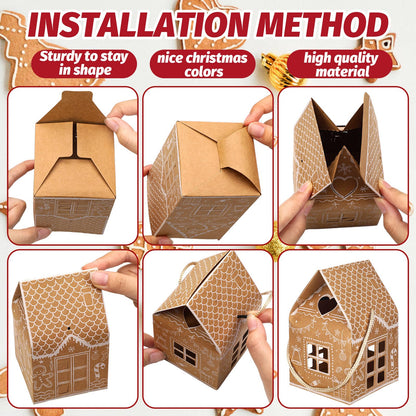 Gersoniel 24 Pcs Christmas Gift Boxes Candy Gingerbread House Mini Christmas Party Favor Box Small Paperboard Gift Container for Xmas Holiday Party Treat Cookie Goodie Snack Packaging