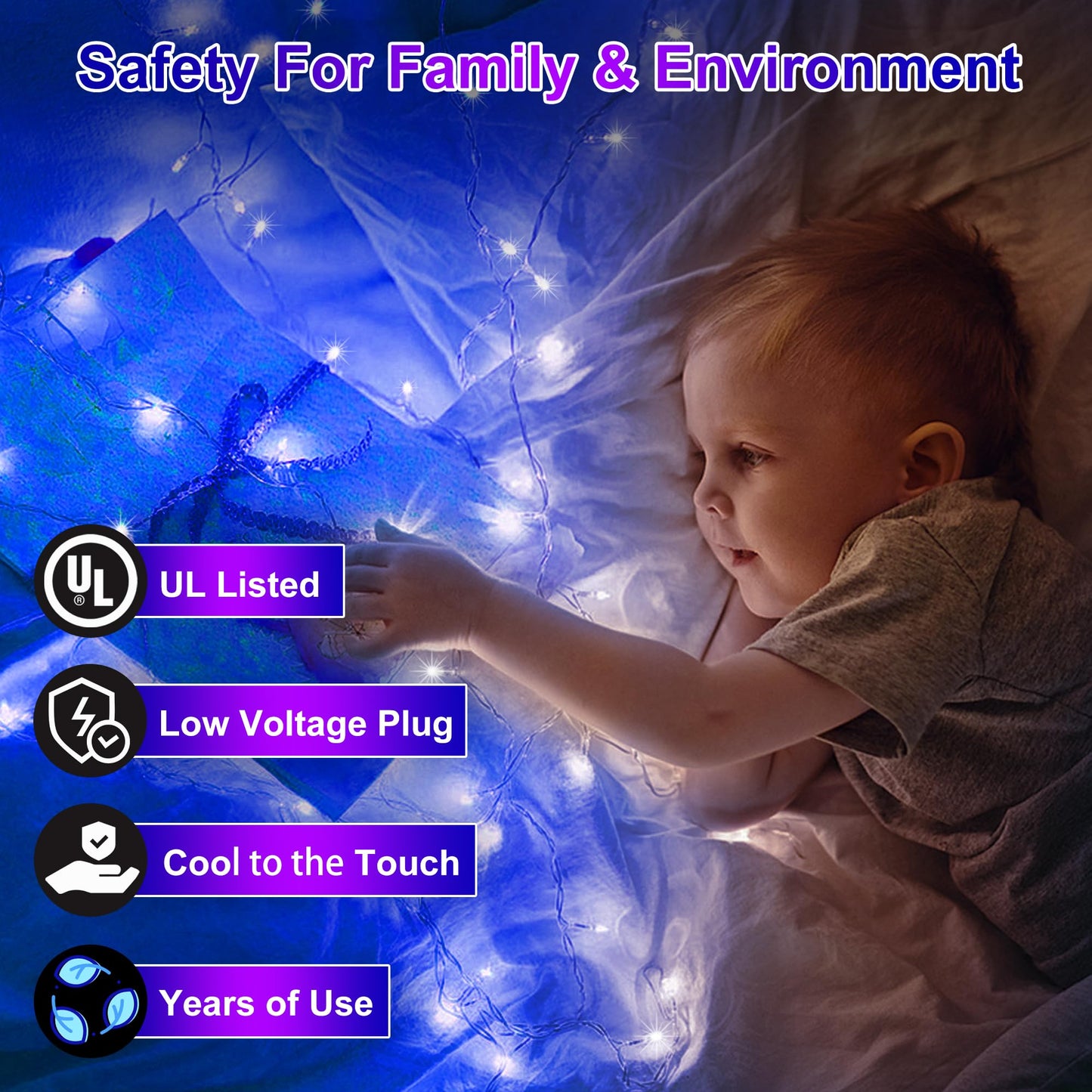 300 LED Blue Birthday Party Decorations String Lights with 12 Modes Timer Dimmable, Waterproof Connectable Christmas Tree Lights, 75FT Fairy Lights for Bedroom, Outside, Ocean Party, Xmas Decor