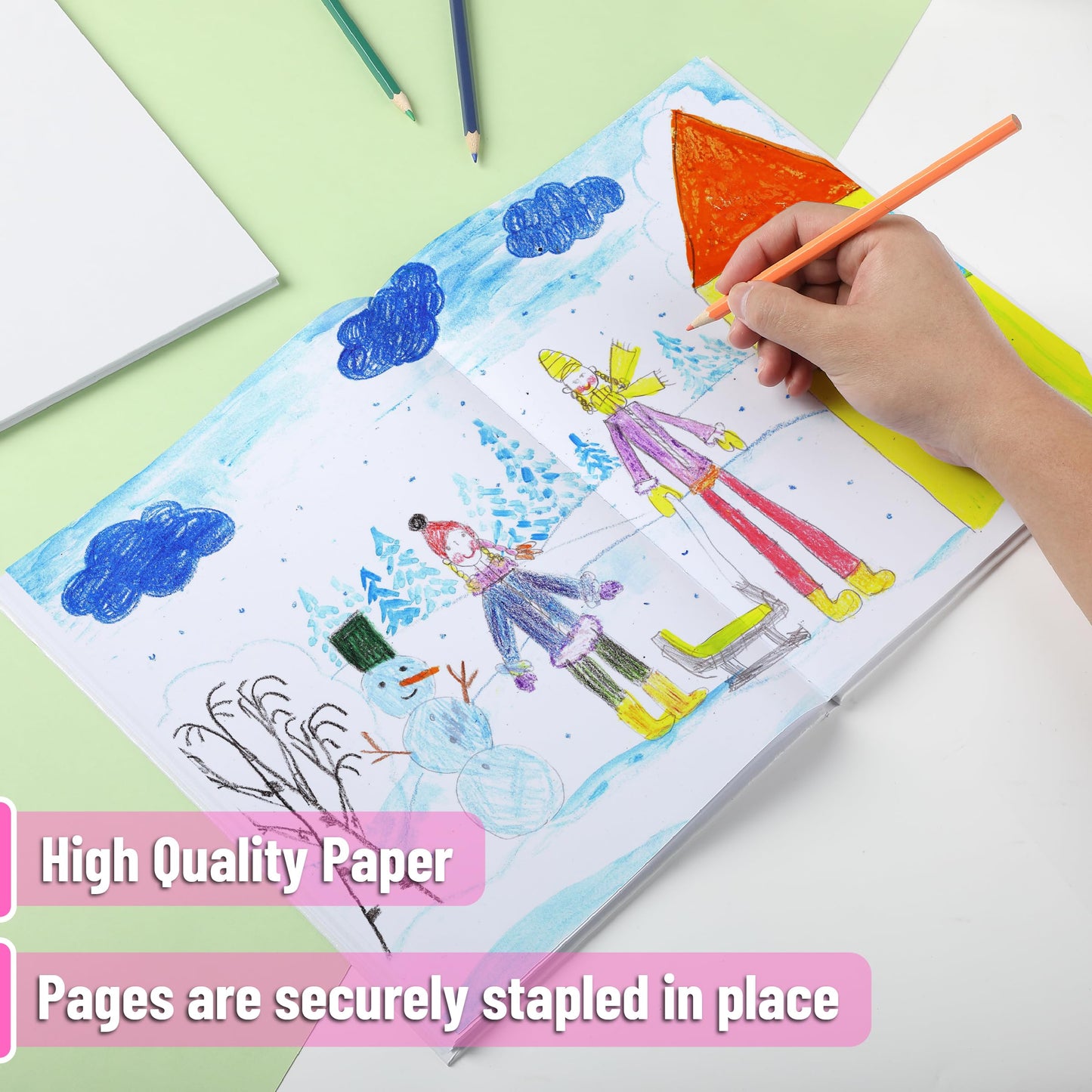 Mr. Pen- Blank Hardcover Books, 8.5 x 11 Inches, 40 Pages, 3 Pack, Blank Notebooks for Kids, Notebooks for Kids