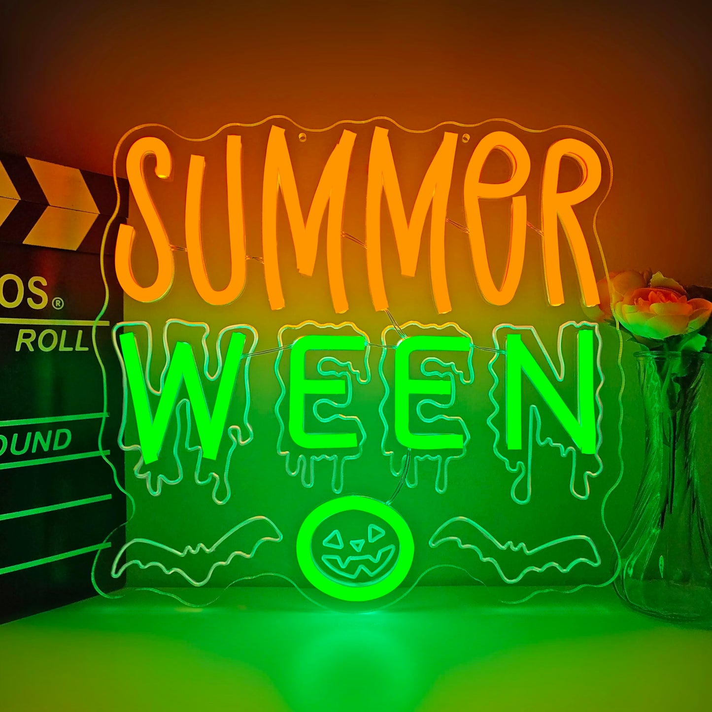 Summer Halloween Neon Sign Summer Ween Neon Light for Party Dimmable Led Backdrop for Birthday Halloween Party Light Up Sign Decoration