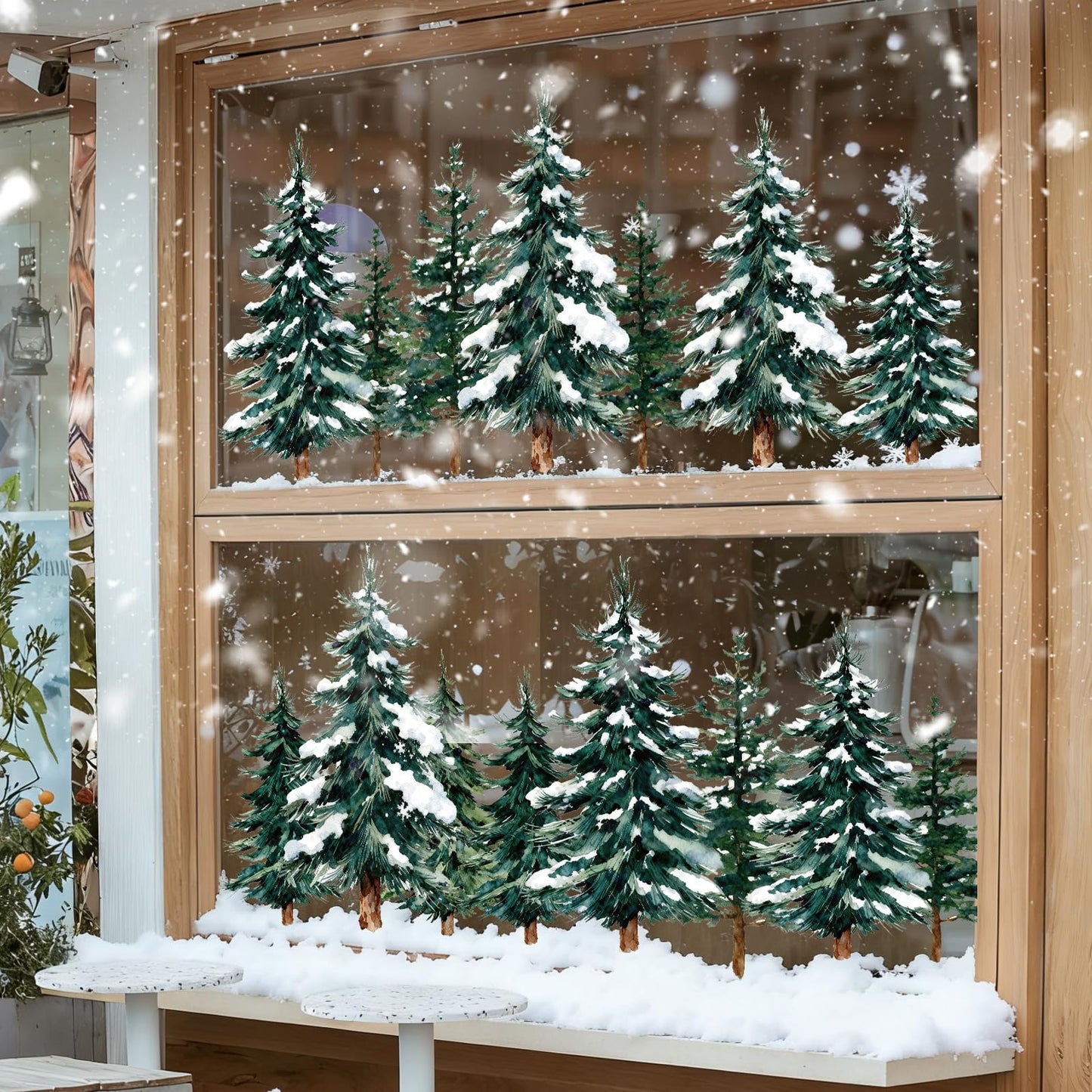124 PCS Large Christmas Clings for Windows Trees Snowflake Window Clings Christmas Decorations