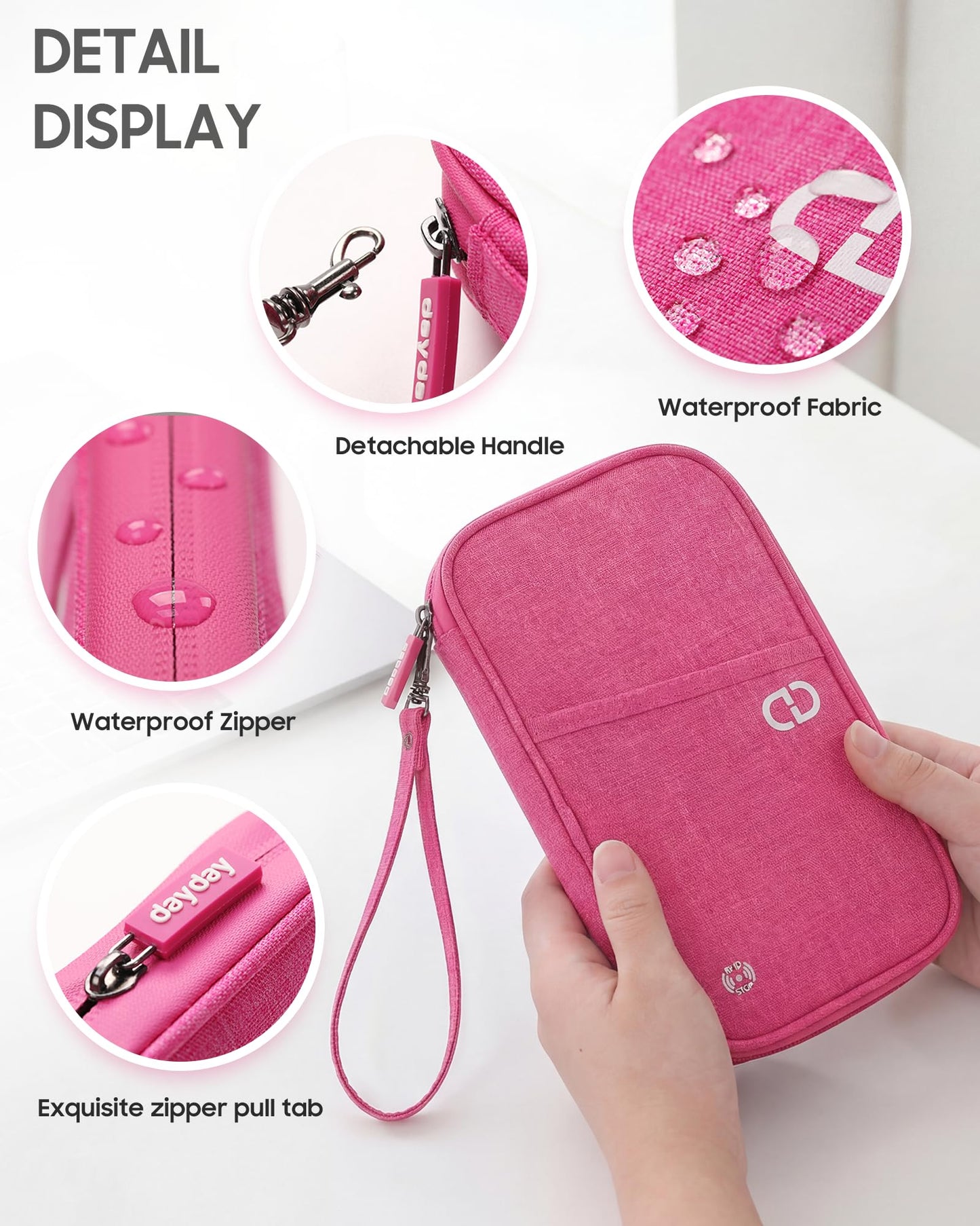 P.travel Family Passport Holder RFID Blocking Travel Document Organizer, Waterproof Passport Wallet for Women Men, Lightweight Passport Case for Boarding Pass, Cards, ID & Travel Essentials